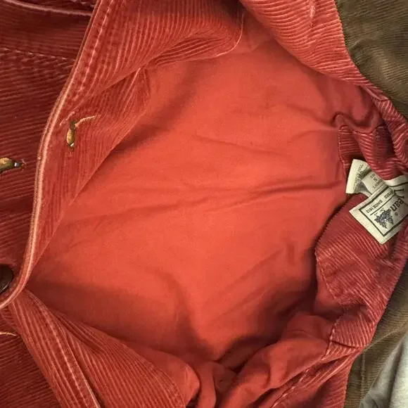 Rare Womens Small Red L.L.Bean corduroy chore jacket with embroidered Pheasants - Picture 7 of 7